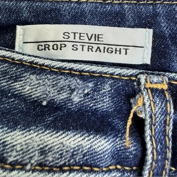 Vigoss Stevie Crop Straight Leg Jeans Sz 28 Blue Vintage Wash Patch Pocket 30x26 - Picture 8 of 9